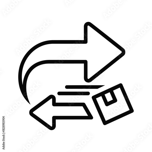 Simple line icon representing product return or exchange service concept