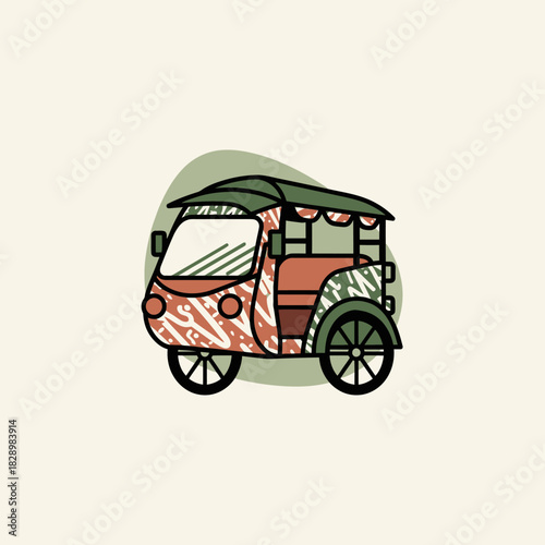 Colorful Tuk Tuk Auto Rickshaw Illustration.