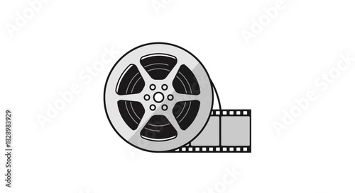 Classic film reel with filmstrip for cinema and movie production.