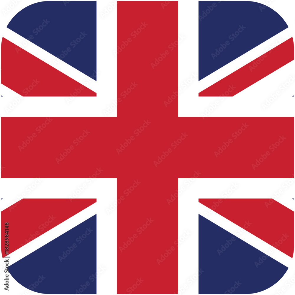 Obraz premium UK Flag Icon – Rounded Square Union Jack Design