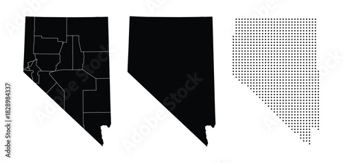 Nevada State Maps Vector Illustration with Counties and Dot Grid