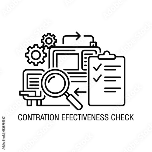 Streamlined workflow optimization checklist with magnifying glass ensuring contract effectiveness and business process improvements for streamlined operations