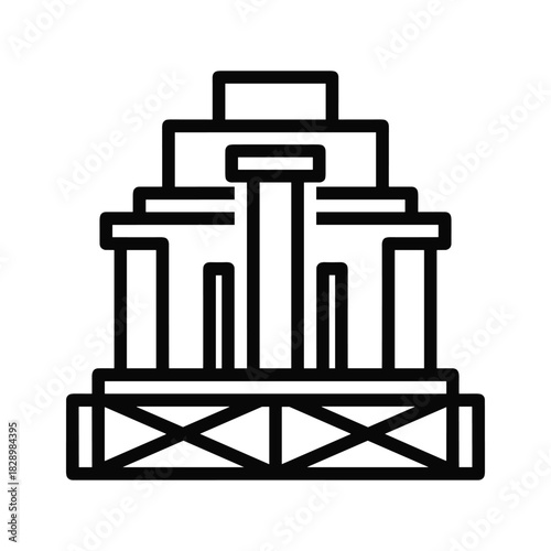 Explore ancient wonders with this minimalist ziggurat icon, perfect for history buffs and travel enthusiasts seeking a unique cultural experience today
