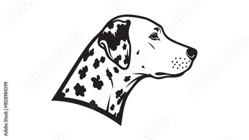 Dalmatian Dog Profile Elegant Black and White Portrait Illustration