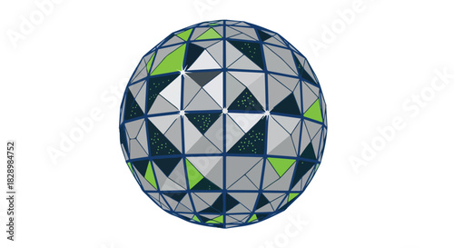 Geometric 3D Sphere Design Dynamic Triangular Facets & Angles Illustration