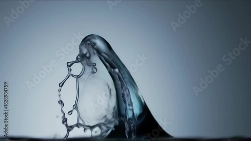 Mesmerizing Slow Motion Water Drop Collision Creating Unique Splash Patterns on a Light Background.