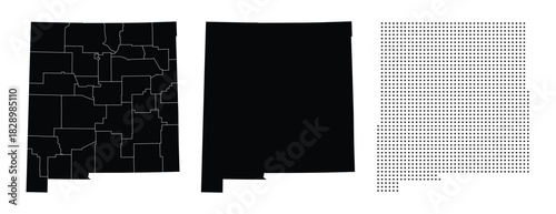 New Mexico State Map Vector Illustration with Counties and Points