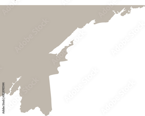 An abstract coastline-style silhouette featuring irregular jagged edges and organic contours, creating a bold contrast between a beige landmass and a deep black background.