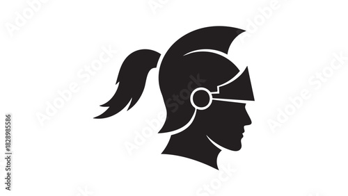 Silhouette of a Roman soldier's head in profile, wearing a helmet with a plume, rendered in a clean, graphic style on a white background