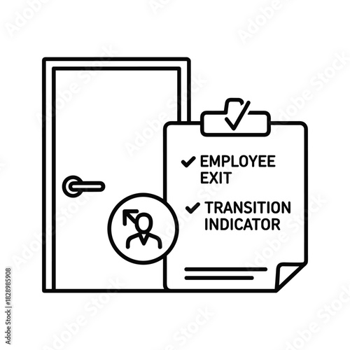 Line icon representing employee exit and transition checklist
