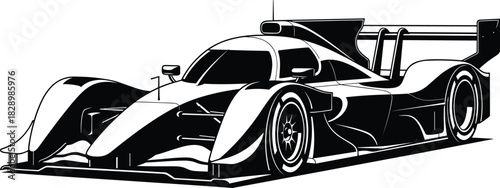 Black and white illustration of a racing car race car racing car, race car, sports car, automobile, vehicle, speed, competition, motorsport, black and white, graphic, illustration, vector, outline, si