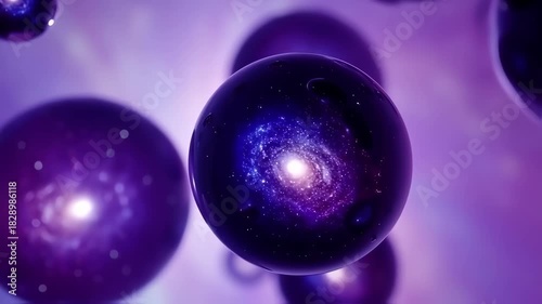 Mysterious Spheres Floating in Space Depicting Cosmic Wonders and Galaxies.