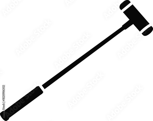 Black reflex hammer icon on white background medical instrument reflex hammer, medical instrument, doctor tool, percussion hammer, neurological hammer, medical equipment, health, diagnosis, reflex tes