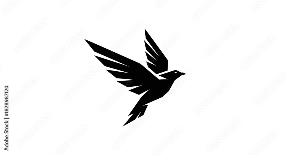 Obraz premium Elegant Black Bird in Flight Logo Design.