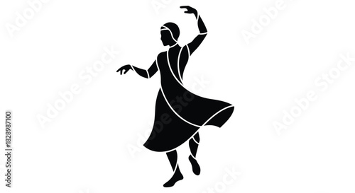 Elegant Silhouette of a Dancer in a Flowing Dress, Capturing Graceful Movement and Artistic Expression