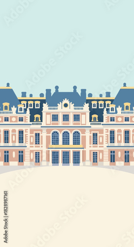 Elegant French Chateau with Ornate Architecture and Grand Facade.