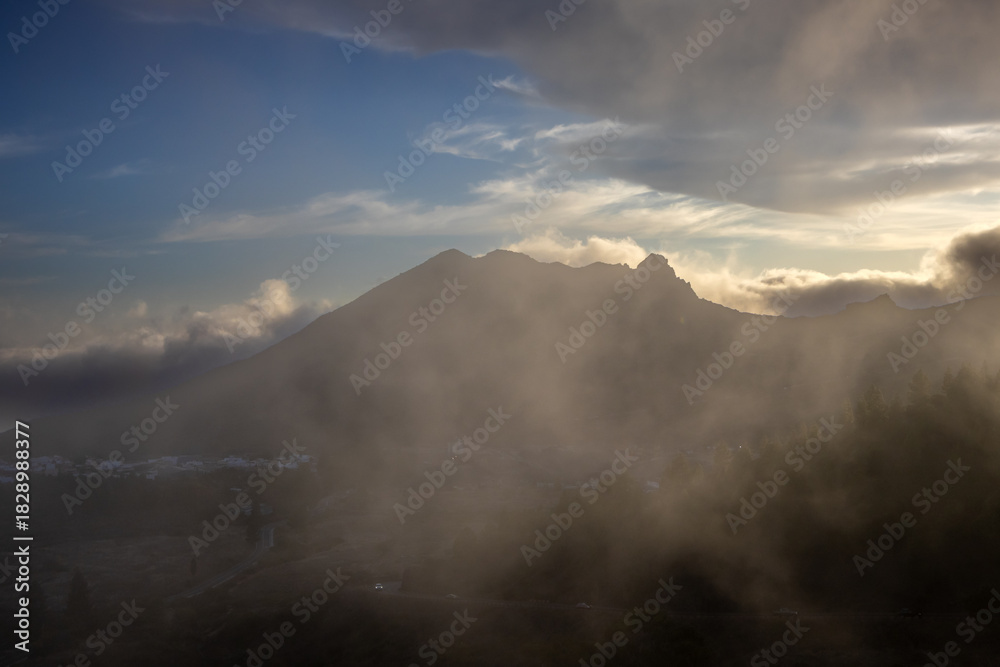 Fototapeta premium Mountains in a foggy day, Tenerife, Spain
