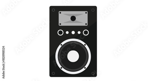 Audio sound system speaker, a flat design illustration of a modern audio speaker with woofer and tweeter