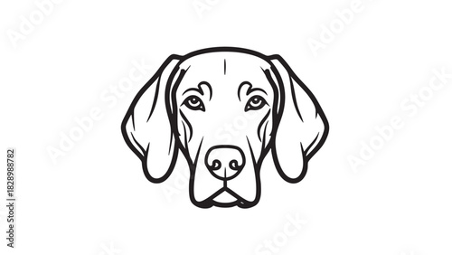 Elegant and minimalist line art illustration of a loyal canine's head, perfect for branding or a sophisticated pet-themed design project, showcasing its gentle and observant expression