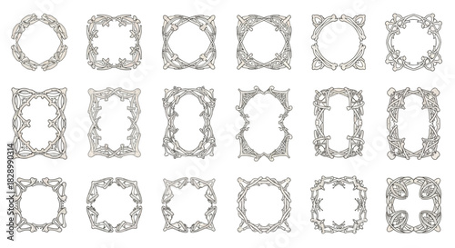 Collection of Decorative Frames with Floral Elements in Vector Format.