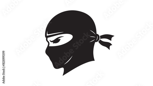 Icon of a ninja face mask, representing stealth, combat, and martial arts with a traditional Japanese warrior theme