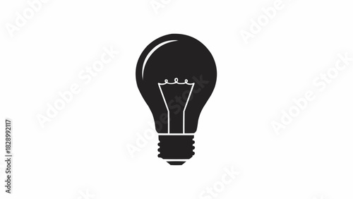 Black and White Light Bulb Icon for Creative Ideas and Innovation