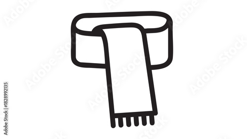 Stylish Scarf Icon A Simple Black and White Illustration for Fashion and Winter Wear