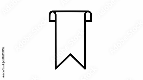 Minimalist Bookmark Icon A Simple Outline on White Background, Suitable for Various Designs and Applications