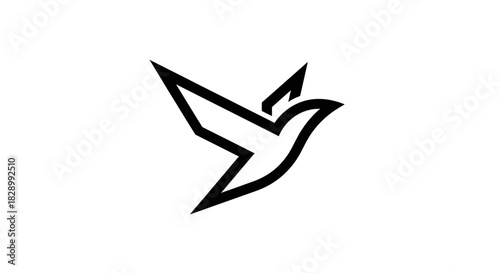 Minimalist Black Outline of a Flying Bird Logo Design.