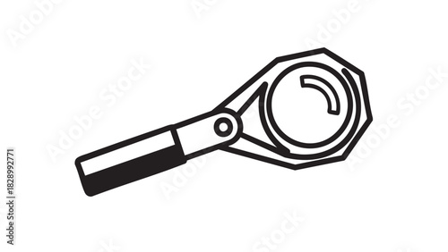 Iconic Illustration of an Adjustable Wrench for Home Improvement and Technical Design