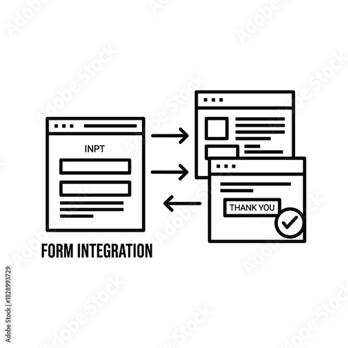 Icon representing form integration connecting input to output pages