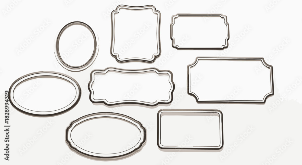Obraz premium Set of 7 Silver Vintage Label Frames Vector