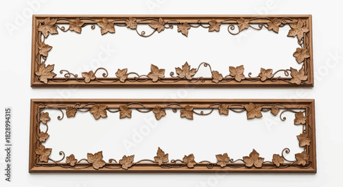Rustic Wooden Banners with Leafy Vine Design for Creative Projects