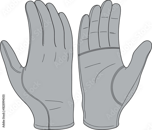 Gloves, vector, illustration, sketch, outline, fashion, gear, durable, ergonomic, structured, silhouette, layout, equipment, design, stitching, protection, accessory, palm, wrist