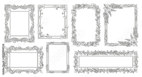 Collection of ornate vintage frames with floral decorative borders