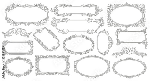 Elegant Set of Vintage Decorative Frames with Scroll Ornaments