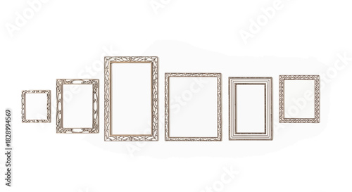 A decorative collection of empty ornate picture frames for a gallery wall