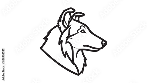 Minimalist Collie Head Outline Vector Illustration