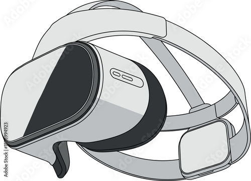 VR, headset, vector, illustration, sketch, outline, technology, gear, ergonomic, structured, silhouette, layout, equipment, design, accessory, immersive, gaming, virtual, display