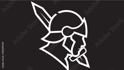 Line drawing of a knight's profile, a simple illustration suitable for various design applications