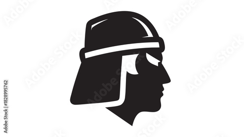 Silhouette profile of a Roman soldier wearing a helmet, symbolizing history and military might