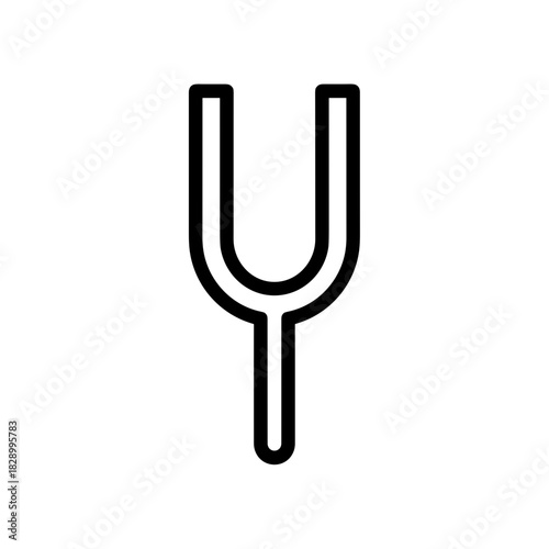 Simple black line illustration of a tuning fork  
