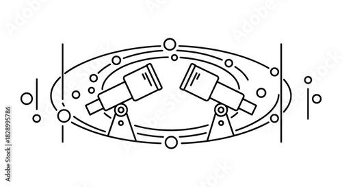 Telescopes observing stars and planets in a cosmic background