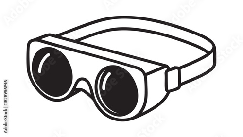 Protective Eyewear Safety Goggles Icon, Simple Black and White Design for Industrial and Construction