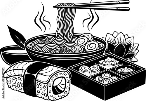 vector illustration of a black tea pot