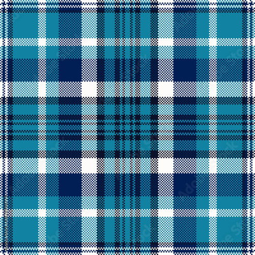 Classic blue and white plaid pattern. Textile design for apparel, backgrounds, or graphic elements. Timeless, versatile, and easily adaptable.