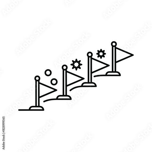 Line icon representing progressive achievement, goal setting, and stepbystep success isolated on