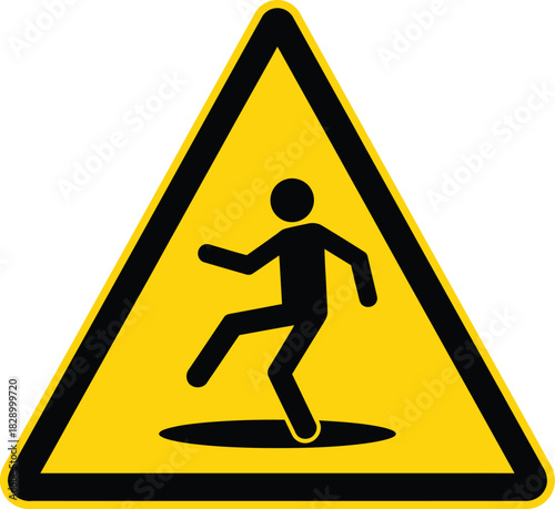 Warning sign of a person falling into a hole
