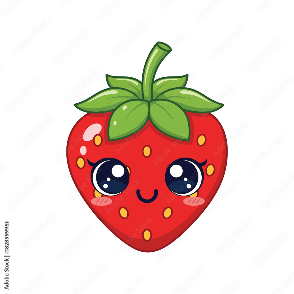 Obraz premium Cute cartoon strawberry character with a smiling face