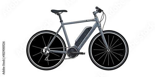Illustration of Sustainable Transportation Modern Electric Bicycle